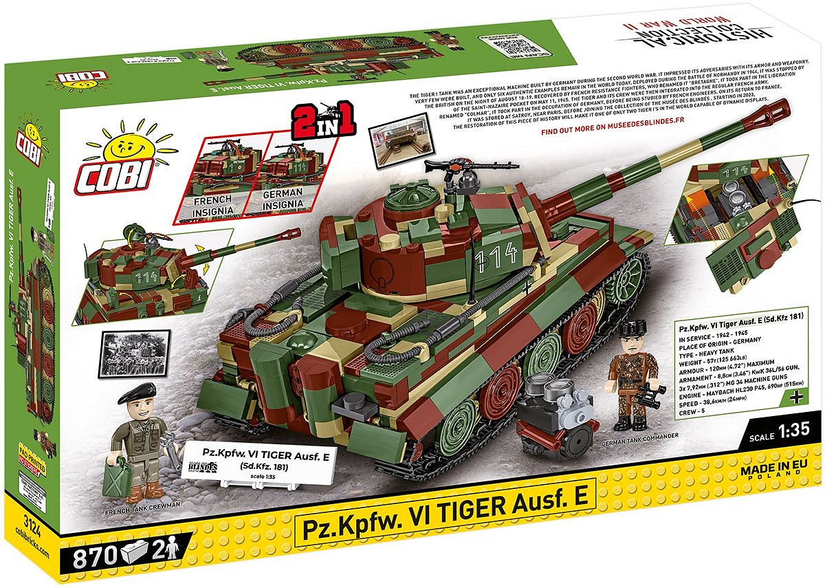 Cobi II WW PzKpfw VI Tiger Ausf E, 2v1, 1:35, 862 p, 2 f - Monde des chars